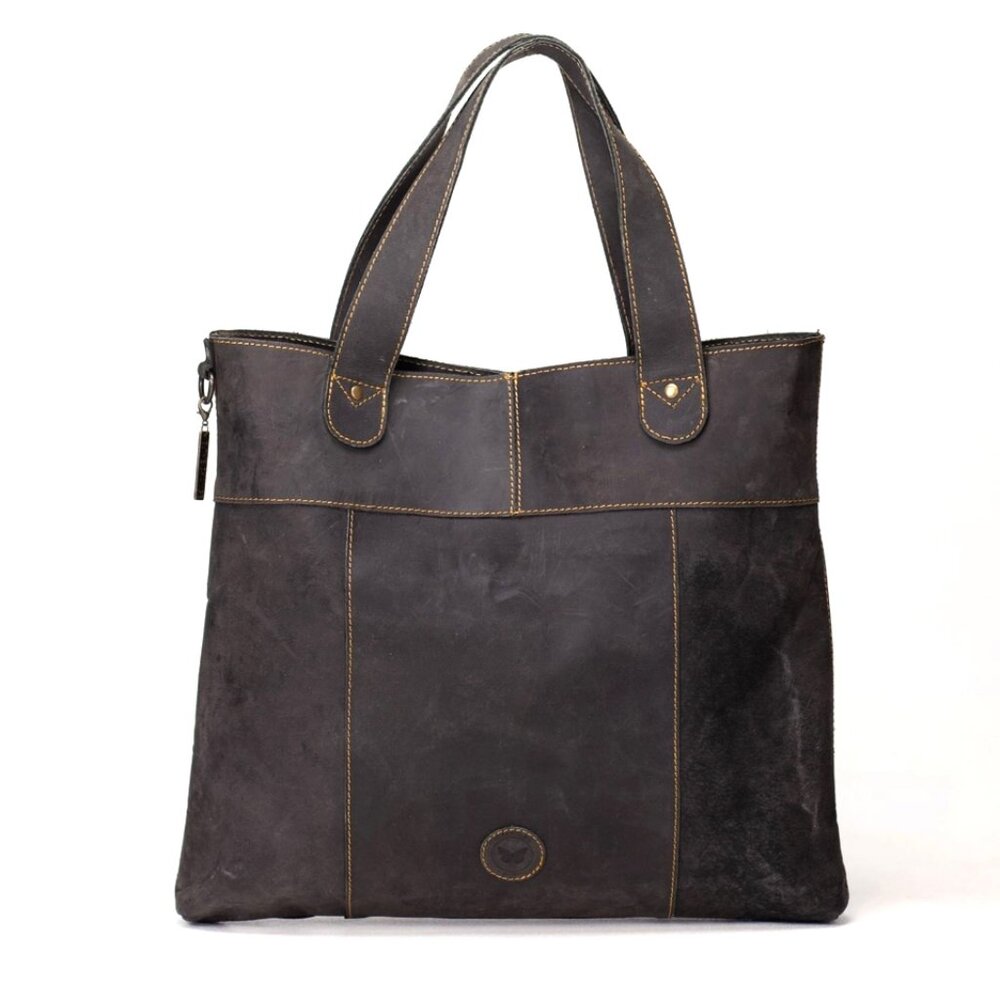 LE PAPILLON - PEPPA BLACK LEATHER TOTE
